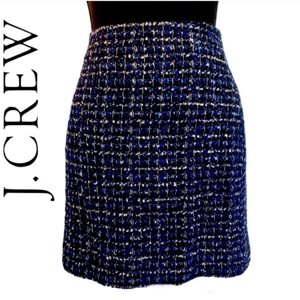 J. Crew Navy Tweed Pencil Skirt